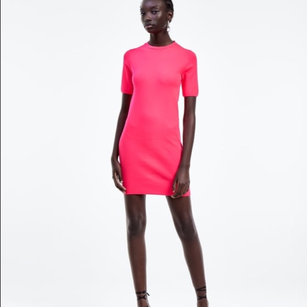 NWT Zara neon pink dress